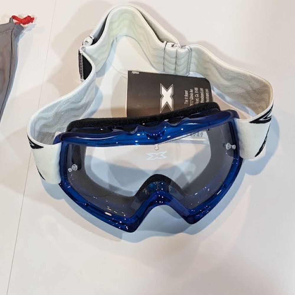 NEW WITH TAGS The X Brand Blue Youth Motor Sports Goggles Adjustable Strap